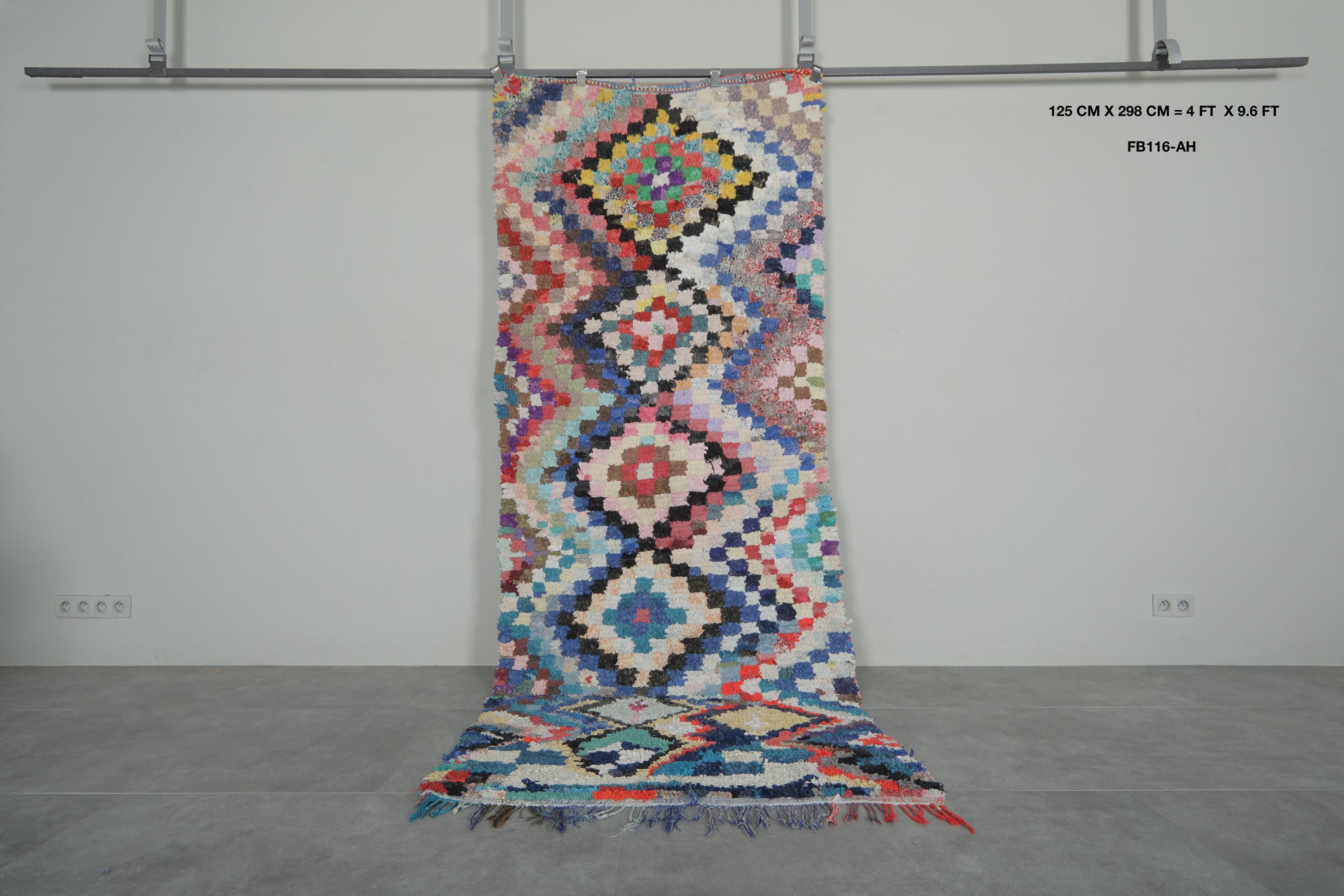 ランナーモロッコラグ 4 x 9.6フィート ヴィンテージベルベルラグ