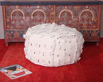 Pouf cushion to add culture to your home - Handmade 25.5x11.8 inch Kilim Floor Pouf Cushion for Bohemian Decor & Moroccan Style
