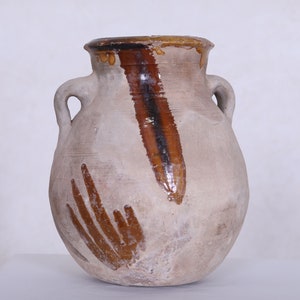 Handmade pottery vase - vintage clay pot for milk - 90 years old moroccan vase pot - berber pottery milk pot - home decor gift