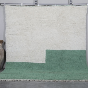 Moroccan rug green - Moroccan area rug - Custom rug - Handmade rug - Beni ourain rug - Genuine lamb wool - Green carpet - Wool rug