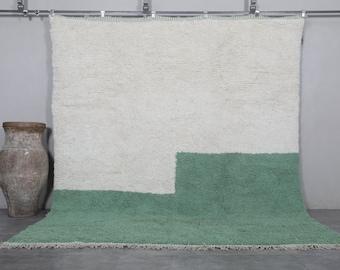 Moroccan rug green - Moroccan area rug - Custom rug - Handmade rug - Beni ourain rug - Genuine lamb wool - Green carpet - Wool rug