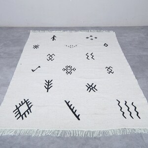 Custom Moroccan rug Flat woven rug White morocco rug Berber rug Kilim rug handmade rug Moroccan area rug Moroccan kilim image 2