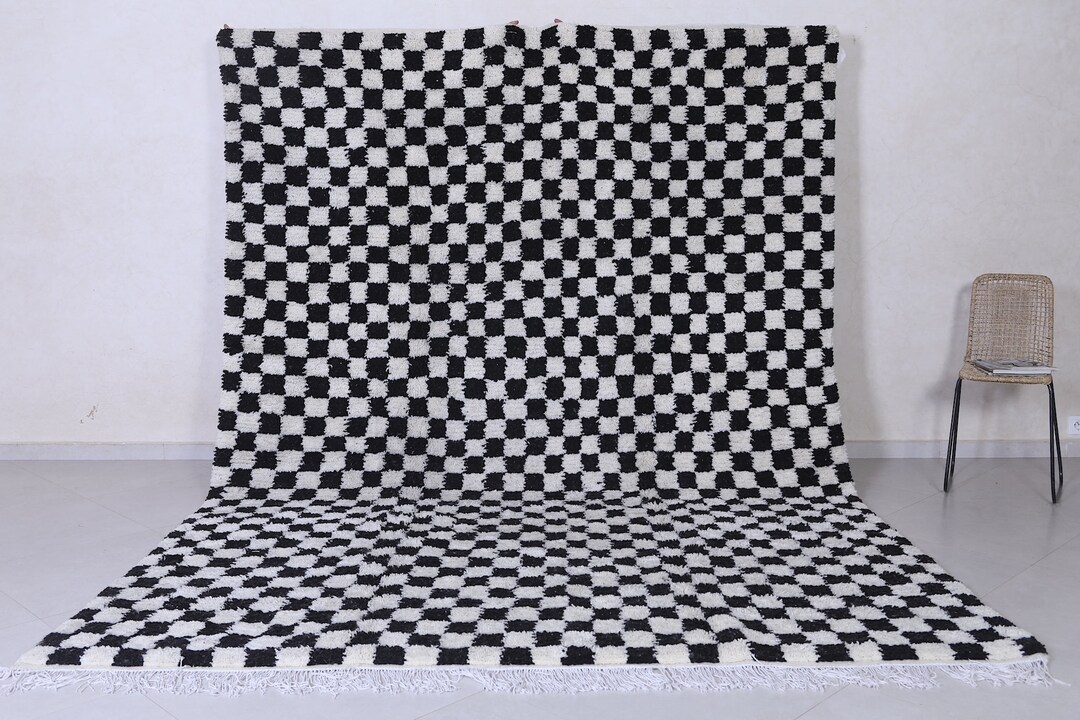 Checkered Black Rug - Moroccan Rug Checkered - Black Checkered Rug ...