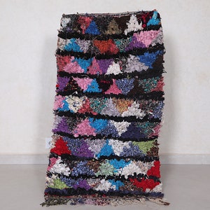 Vintage Azilal rug 2.1 x 3.7 feet boucherouite rug - handmade moroccan rug - floor rug - vintage rug - Hand woven rug - Morocco rug