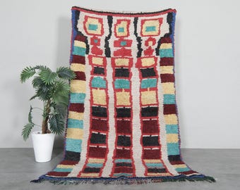 Handmade Moroccan rug 4.3 x 8.1 feet Colorful berber rug - Wool area rug - moroccan wool rug - Living room rug - hand knotted rug