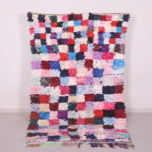 Boucherouite Old rug 5 x 7.9 feet moroccan rug - handmade rug - berber rug - colorful rug - moroccan boucherouite rug