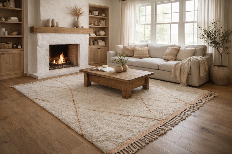 Authentic moroccan rug - Beni ourain rug - Custom handmade rug - Genuine lamb wool - Moroccan berber rug - Morocco rug - Beni ourain rug image 5
