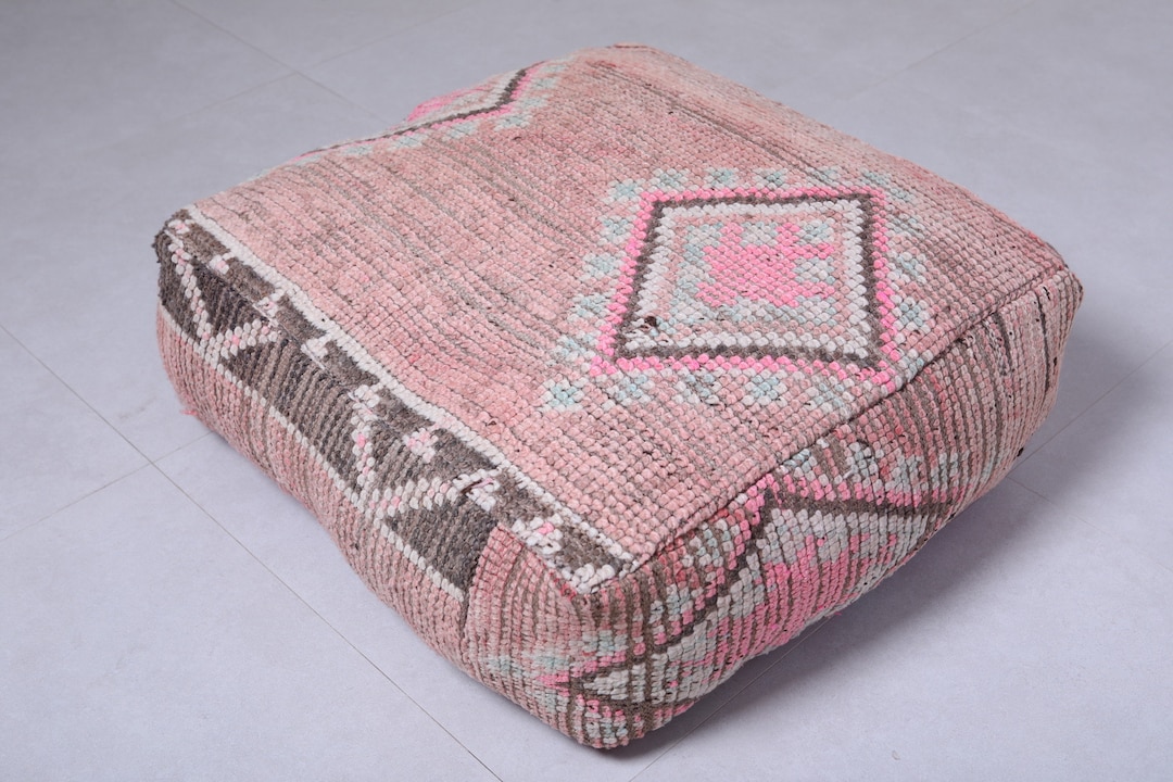Moroccan Home Decor With Boho Pouf - Handmade 24x24 Inch Floor Cushion ...