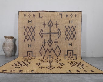 Großer Nomaden Teppich der Tuareg 3,0 X 4,5 Meter Tribal Vintage Teppich - Großer Teppich - Handgemachte Tuareg Matte - Mauretanien - Alter Schilf Teppich