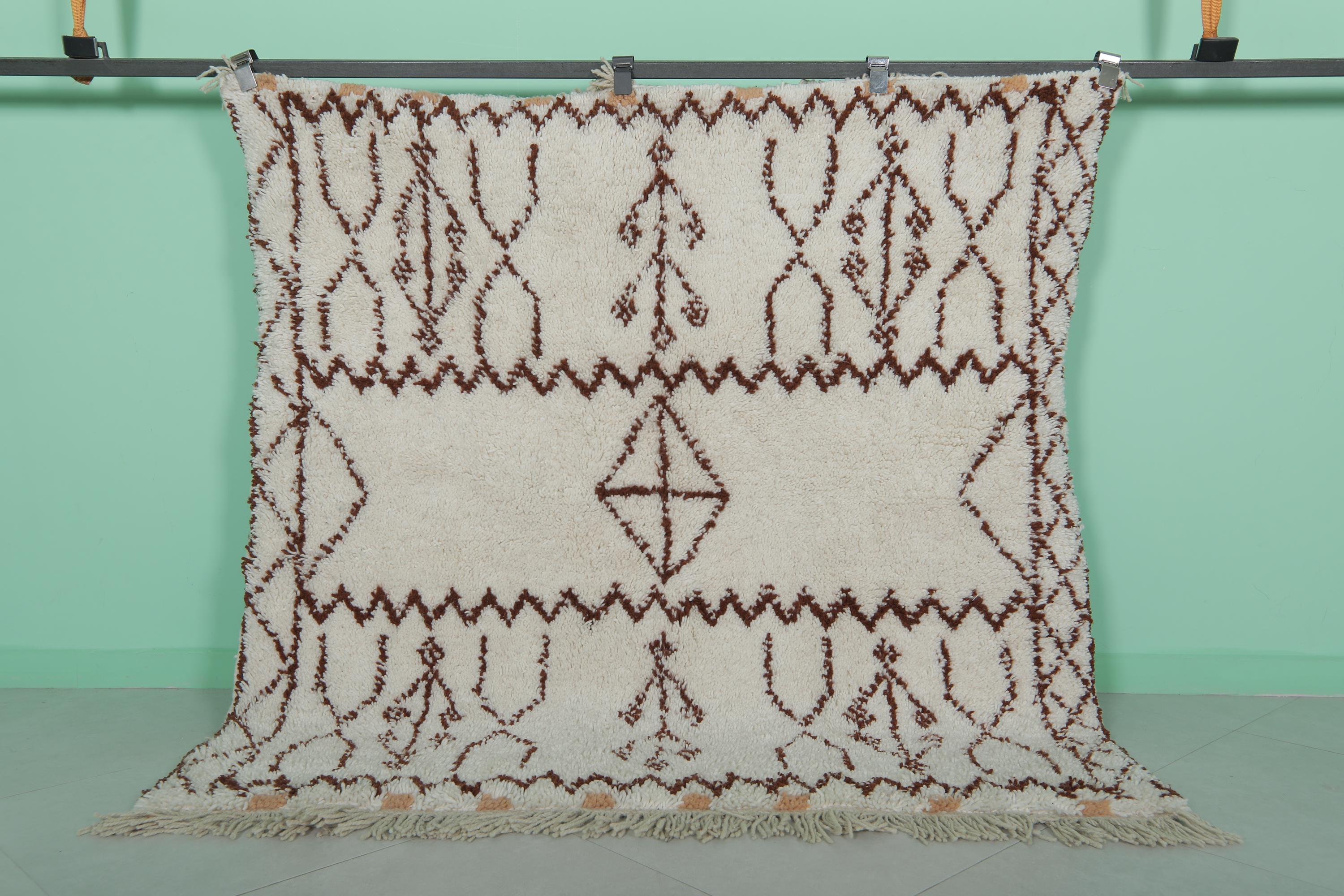 Moroccan Beni Ourain Rug 5x5 Ft - Handmade Berber Square Rug