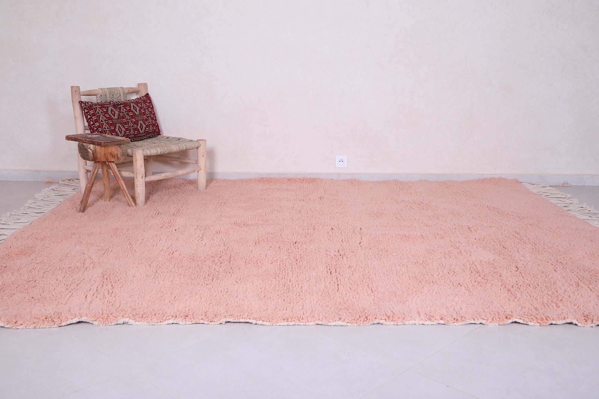 Moroccan Pink rug Solid peach rug Plain Pink rug Wool Etsy