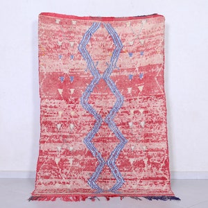 Vintage pink moroccan wool rug 4x6.3 feet – Handmade pink Berber rug – Faded tribal berber runner rug – Soft boho moroccan rug