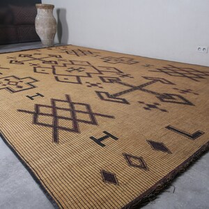 Large Nomad Tuareg rug 9.3 X 14.1 Feet Tribal Vintage rug Large rug Handmade Tuareg mat Mauritanian rug Old Reed rug image 3