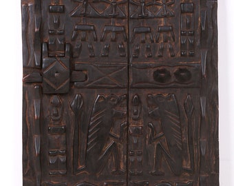 Door - Wood door - Decorative door - African door - Wooden door - Vintage African wood door - African Dogon door - Door W Sliding Lock