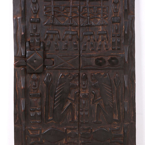 Door - Wood door - Decorative door - African door - Wooden door - Vintage African wood door - African Dogon door - Door W Sliding Lock