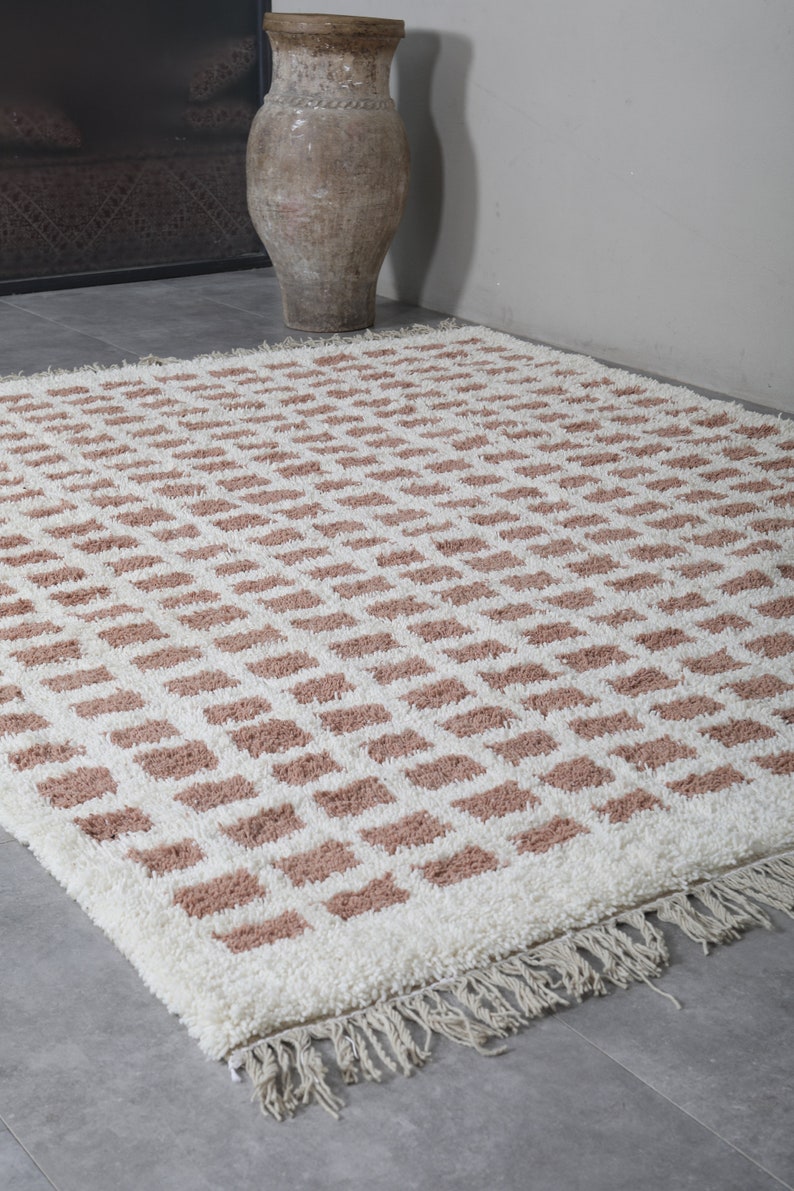 Moroccan rug Brick Handmade berber rug Custom area rug Berber rug Grid rug Wool rug Morocco rug Contemporary brick rug image 4