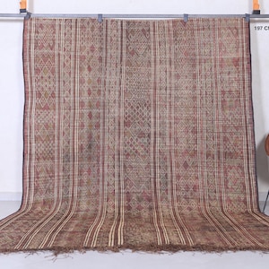 Vintage Tuareg mat 6.4 x 9 feet african reed mat - mauritanian mat - saharan leather mat - tuareg - nomad rug - tuareg rug - reed rug