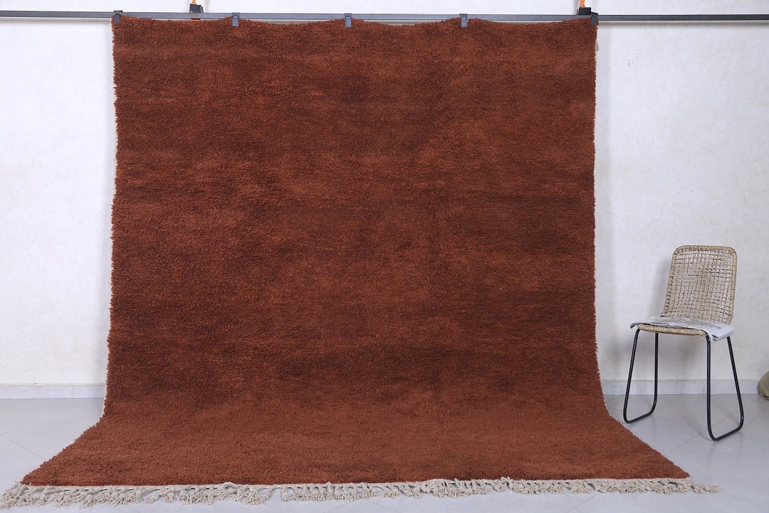 Moroccan Brown Rug Solid Brown Rug Brown Area Rug Wool Brown Rug Berber