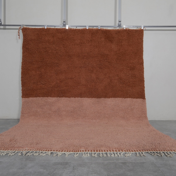 Beni ourain rug all wool berber rug - Moroccan rug russet and tumbleweed color - Custom area rug - Handmade rug - Genuine lamb wool - wool