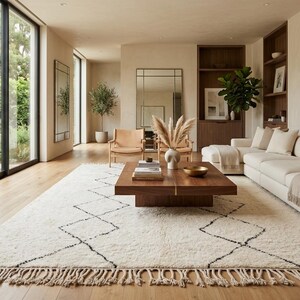 Beni ourain rug white - Moroccan wool rug - Handmade rug - Moroccan berber rug - Moroccan area rug - Morocco rug - Custom area rug