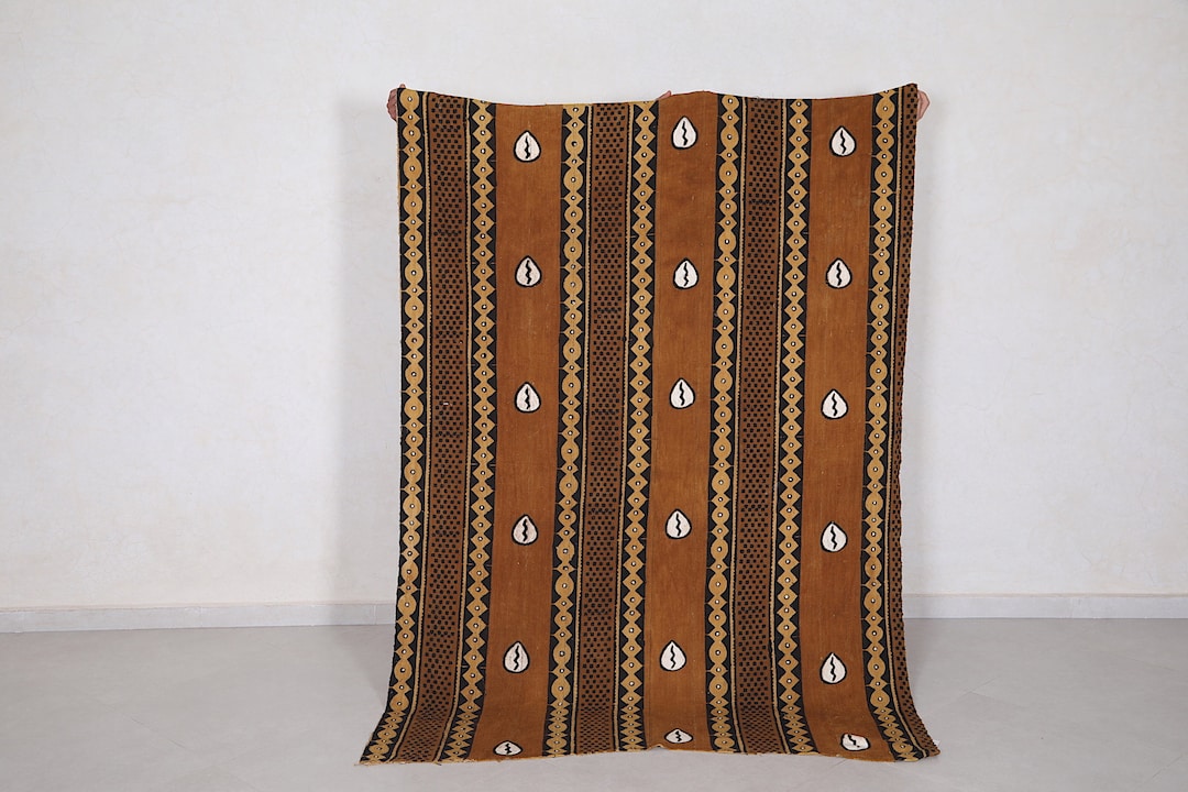 Brown African Mudcloth Rug 4.9 X 6.7 Feet - Handmade Tribal Area Rug ...
