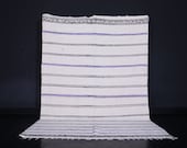 Striped Moroccan kilim 5.9 X 9.1 Feet Handwoven kilim - All wool rug - Bohemian rug - Vintage berber rug - Moroccan blanket