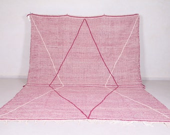 Tappeto rosa marocchino - Tappeto tessuto a mano - Kilim tessuto piatto - Tappeto di dimensioni personalizzate - Tappeto fatto a mano - Tappeto marocchino - Tappeto rosa - tappeto marocchino personalizzato