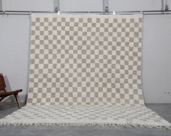Moroccan rug 8 x 10.3 feet Checkered rug - Moroccan rug - Wool berber rug - Moroccan area rug - berber rug - Beni ourain rug