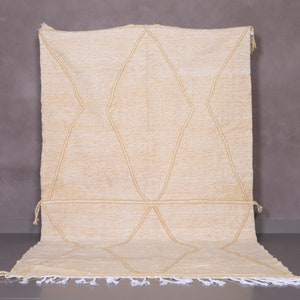 Cream moroccan wool kilim rug 6 x 9.8 feet – Handmade cream minimalist flatweave kilim – Soft textured Berber area kilim rug
