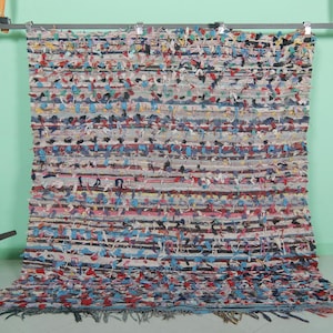 Boucherouite Handwoven rug 5.4 x 6.5 feet vintage moroccan carpet - berber rug - handmade rug - azilal rug - colorful rug