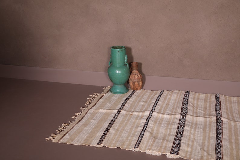 hand knotted rug Wedding rug Handwoven blanket throw 3.6 FT X 6.3 FT Moroccan rug Rag rug Vintage berber rug