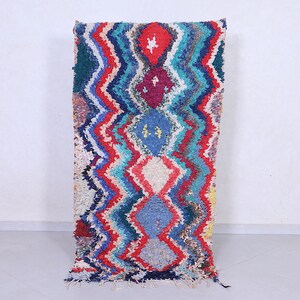 Boucherouite runner rug 3 x 5.9 Feet Moroccan rug - handmade berber rug - Vintage berber rug - Boucherouite rug - Morocco rug - Handmade rug