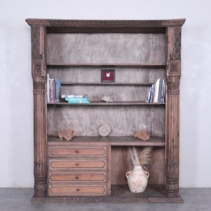 Wooden library - handmade library - wooden bookshelf - home decor library - vintage furniture - rustic decor furniture - office furniture