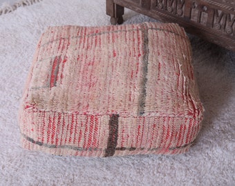 24x24 inch pouf for Boho floor seating - Handmade Kilim Floor Cushion for Living Room Decor- Pouf Ottoman or Footstool