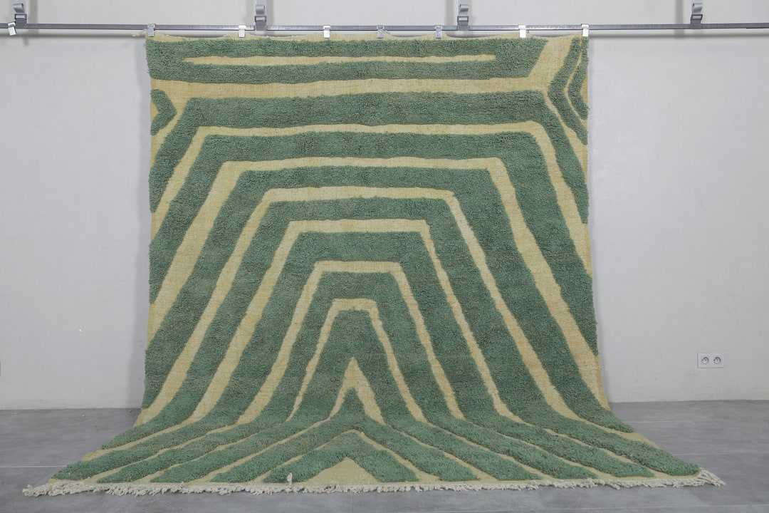 Greenarbic Rug Patterns Moroccan Rug Green - Custom Green Rug - Berber Wool Rug - Beni Ourain ...