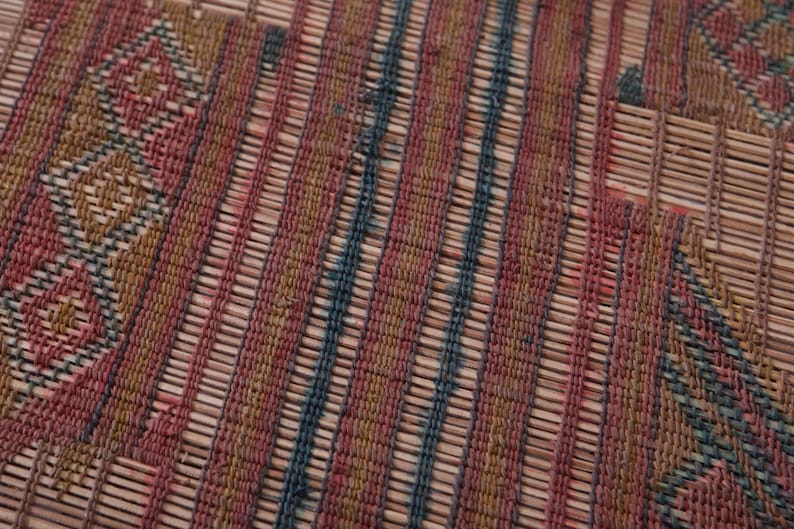 Vintage tuareg mat 6.1 x 9.2 feet old reed rug - tuareg rug - handmade rug - nomad rug - mauritanian mat - sahara rug image 11