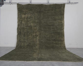 Large handmade moroccan rug 9.7 x 13.9 Feet Moroccan area rug - Wool berber rug - Moroccan berber rug - Dark green rug