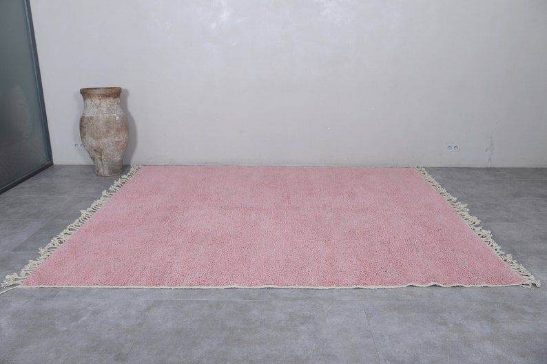 Moroccan rug millennial pink - Solid rug - Moroccan plain rug - Handmade rug - Beni ourain rug - Moroccan area rug - Morocco rug image 9