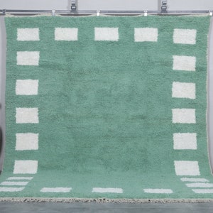 Moroccan rug green - Custom rug - Handmade rug - Berber green rug - Moroccan berber rug - Beni ourain rug - Green rug - Moroccan rug