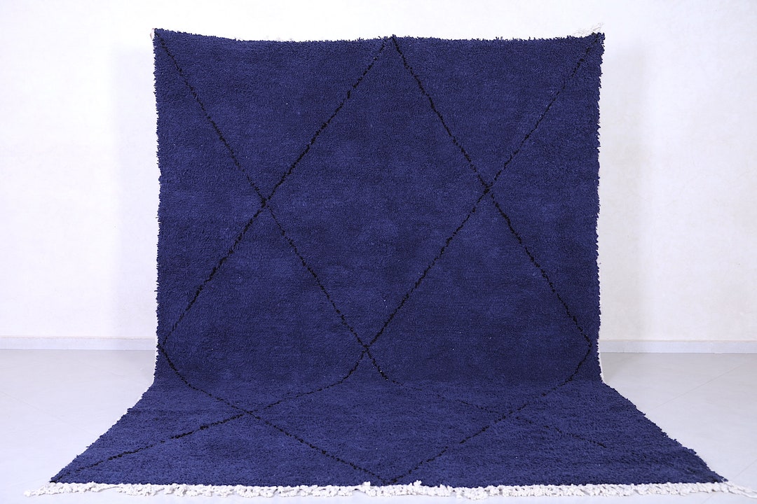 Navy Blue Rug Moroccan Navy Blue Rug Blue Area Rug Wool Etsy