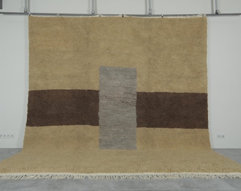 Authentic moroccan rug - Minimalist beni ourain rug - beige, brown, and grey - Custom size rug - Moroccan area rug - Handmade berber rug