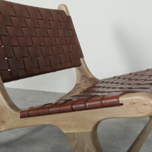 Handmade Brown Leather Moroccan Chair – Walnut Wood Lounge Armchair image 10