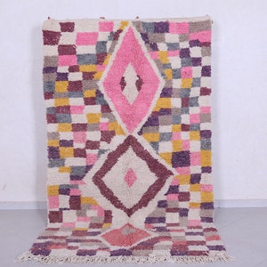 Vintage Moroccan rug 4.7 x 8.2 Feet checkered rug - Moroccan berber rug - Moroccan area rug - Boujaad rug - Moroccan berber rug