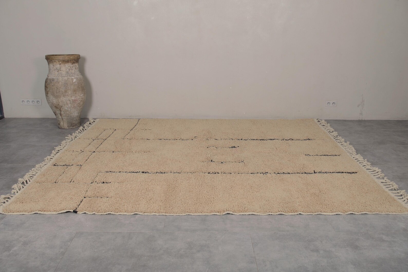 Moroccan Rug Beige - Moroccan Hand Knotted Rug - All Wool Berber Rug ...