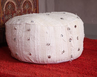 Grande pouf per sedute basse - Cuscino pouf da pavimento Kilim fatto a mano da 25,5 x 11,8 pollici per arredamento boho e stile marocchino