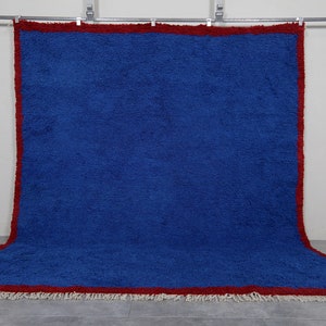 Moroccan rug blue Berber rug Custom Moroccan rug Beni ourain rug Handmade rug Plain Wool rug Solid blue rug custom made rugs image 10