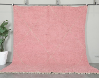 Pink moroccan rug 8.3 x 9.8 ft Pink area rug - Handmade berber rug - Moroccan wool rug - Beni ourain rug - Living room rug - Minimalist rug