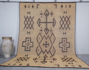 Large Nomad Tuareg rug 9.3 X 14.1 Feet Tribal Vintage rug - Large rug - Handmade Tuareg mat - Mauritanian rug - Old Reed rug