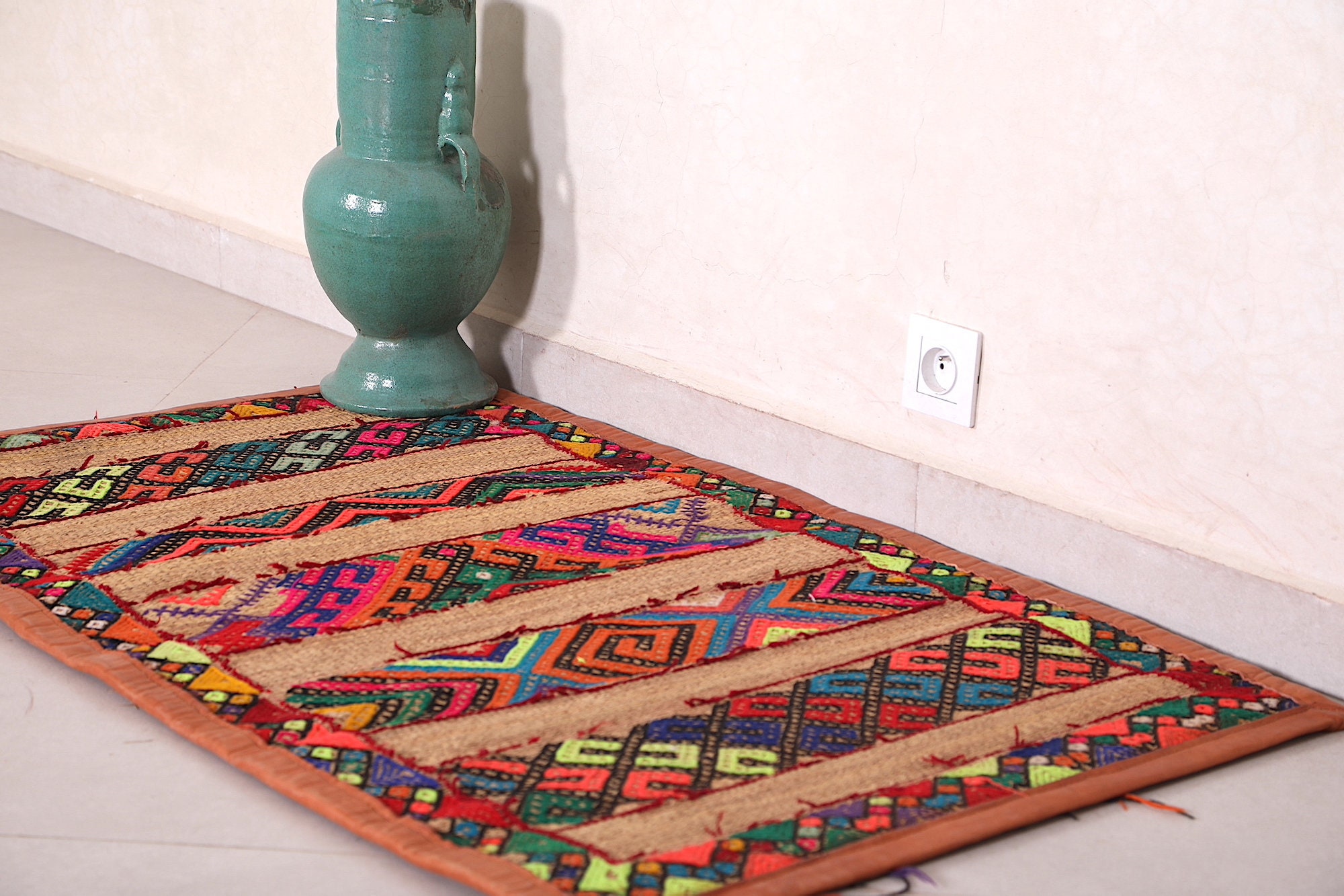 Wool Straw Rug 2.5FT X 4.1FT Vintage Moroccan Rug Handmade Etsy