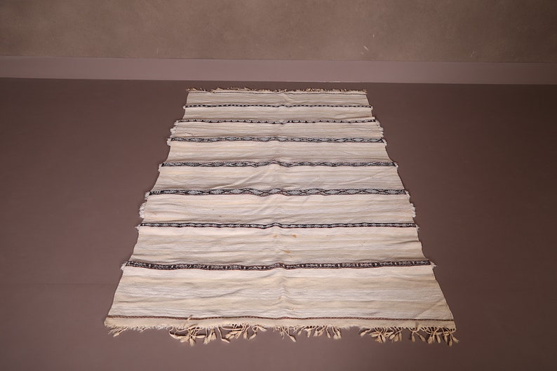 hand knotted rug Wedding rug Handwoven blanket throw 3.6 FT X 6.3 FT Moroccan rug Rag rug Vintage berber rug